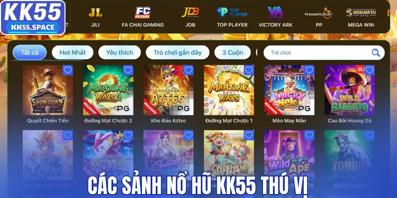 Những sảnh nổ hũ hấp dẫn tại KK55